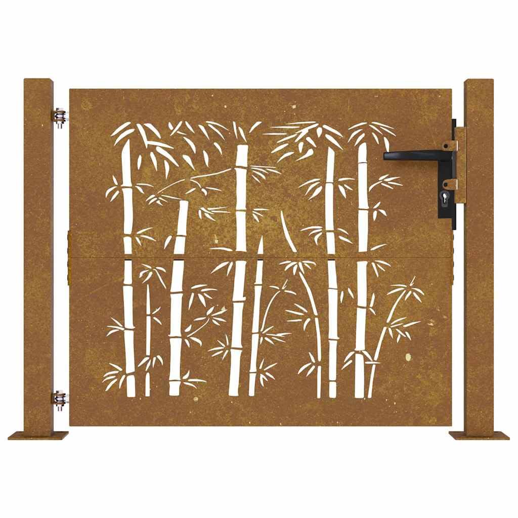 Portal de jardín de acero corten 100 x 100 cm con cerradura y corte