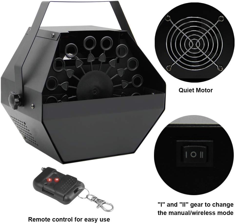 ATDAWN Metal Portable Bubbles Machine, Professional Automatic Bubble Maker with High Output for Outdoor/Indoor Use, Wireless Remote Control (Black)