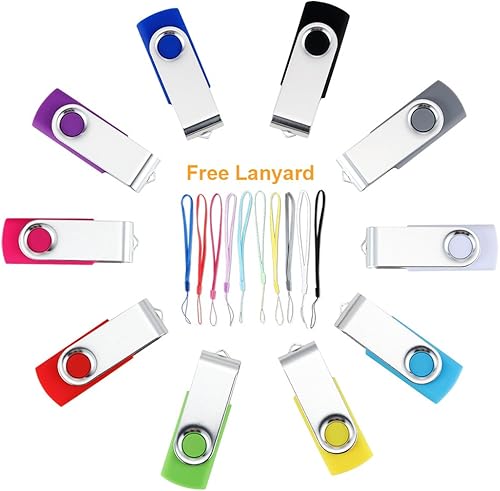 Miniatura 2 de Paquete de 10 unidades flash USB 2.0 de 64 GB de memoria giratoria para el pulgar, unidades de bolígrafo para almacenamiento de datos, intercambio