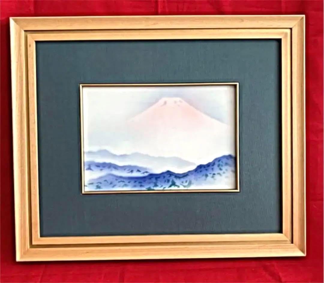 宮内庁御用達　深川製磁　陶額　赤富士 宮内庁御用達 深川製磁 陶額 赤富士 赤富士 深川製磁宮内庁御用達