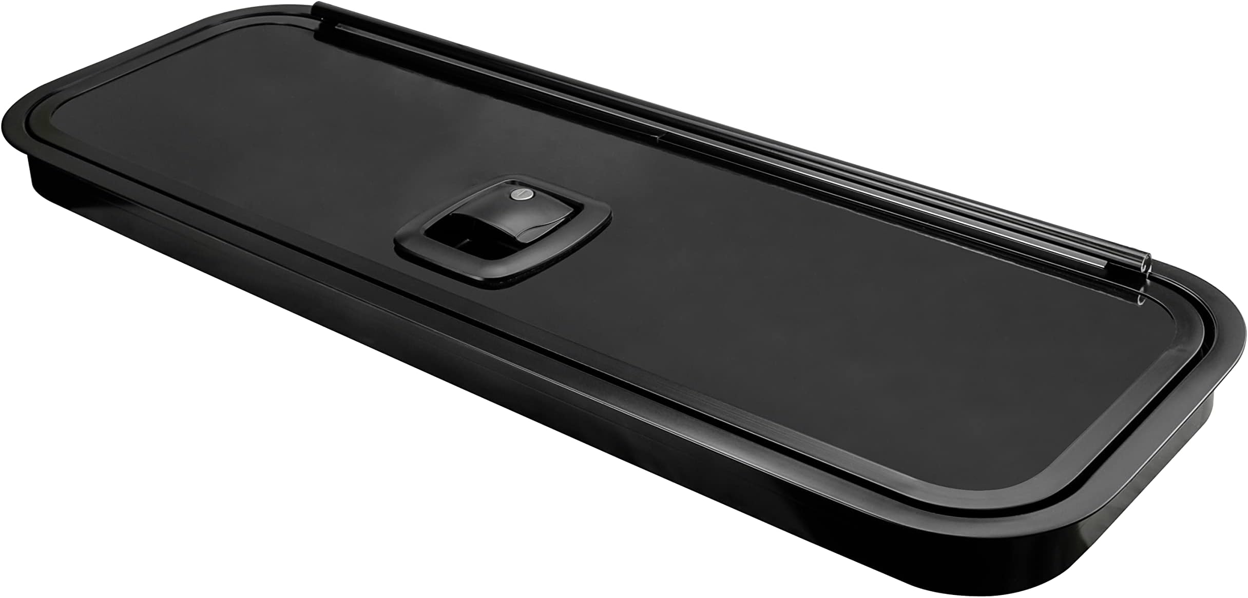 RV Baggage Door 36" Wide X 12" High with Rounded Corners and Black Paddle Lock for RV's- Compartment Access Storage Doors with Top Hinge- Camper Trailer Motor Home- Black