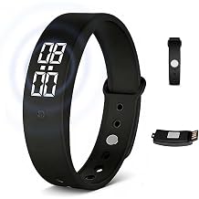 Vibrating Alarm Clock Watch for Heavy Sleepers, Waterproof Silent Shock Watch with USB Charging,Wearable Vibration Wrist Alarm Silent Vibration Alarm Clock for Students, Sports Black