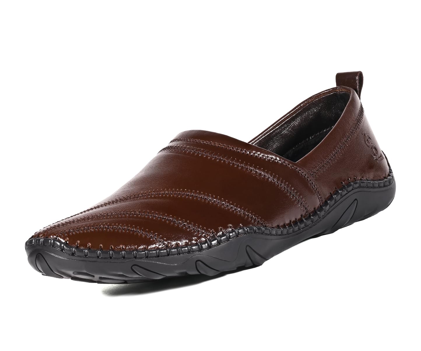 louis stitch Men’s Ethnic Slip On Mojaris | Brunette Brown Genuine Leather Stylish Nagra Juti for Men | Lightweight and Flexible Jutis and Mojaris for Kurta Pajama | LSAXNGSSBB-picture-19