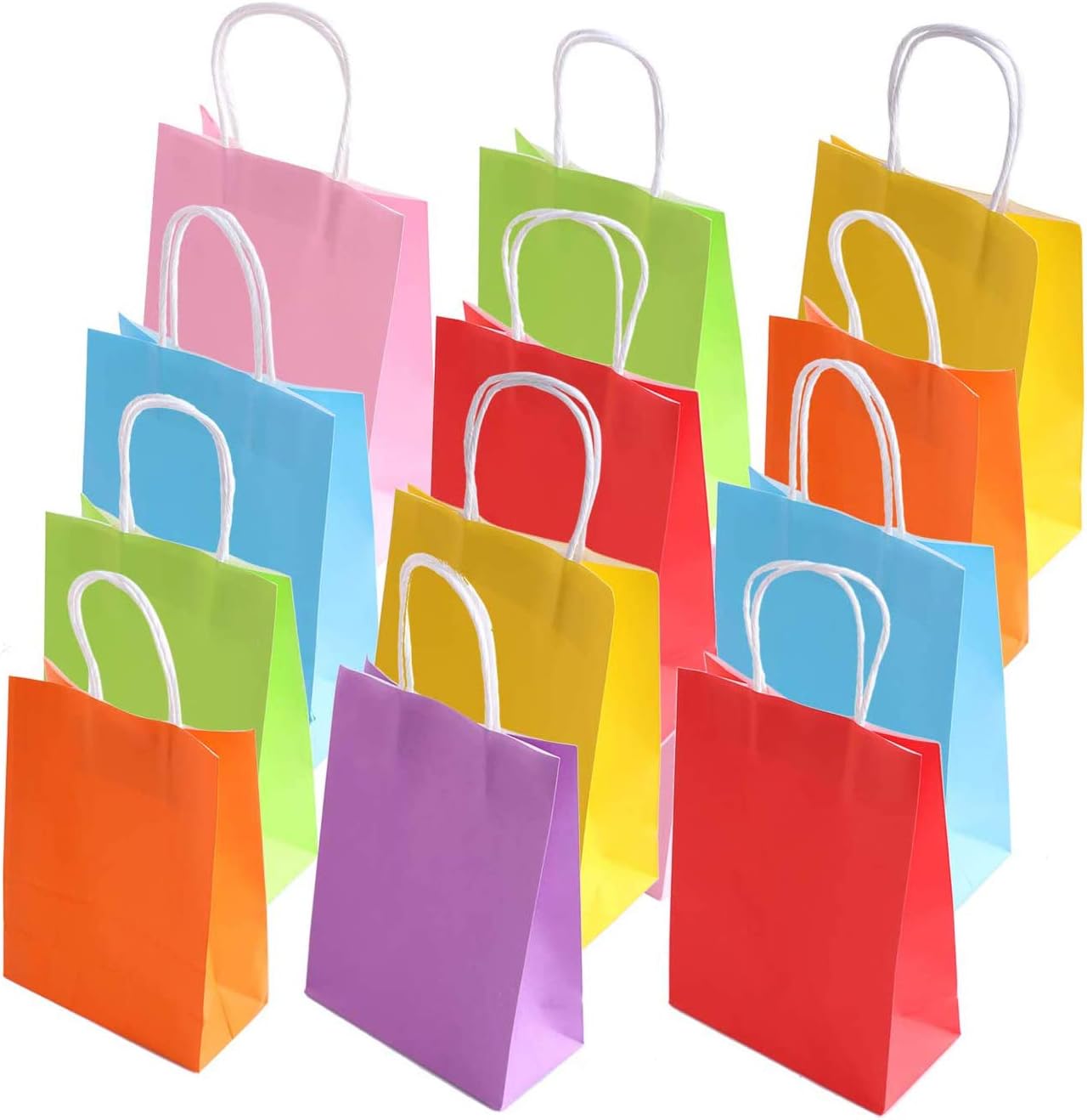 Paper Party Bags,35pcs Party Favor Paper Gift Bags Bulk,Colored Kraft Paper Bags with Handles for Shopping,Retail,Party,Wedding,Birthday,Baby Shower,Goodie and Merchandise Bag,8.6"x6.3"x3.15"