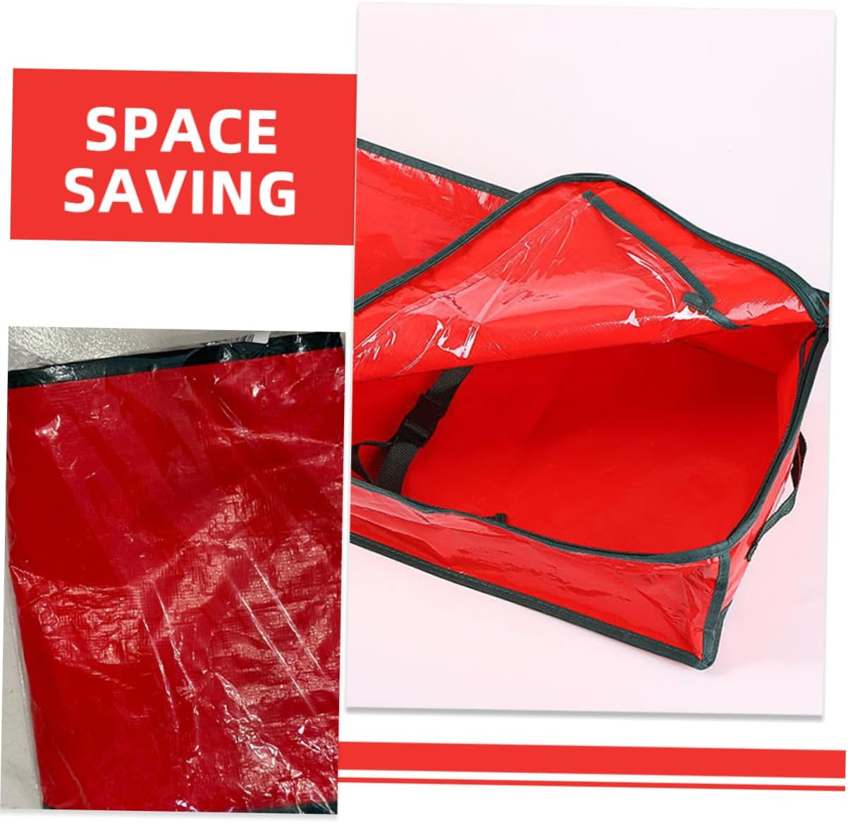 SHINEOFI Christmas Tree Storage Bag Extra Large Waterproof Organizer Pouch with Handles 120x36x13cm Red Holiday Decor Carrying and Storage Solution