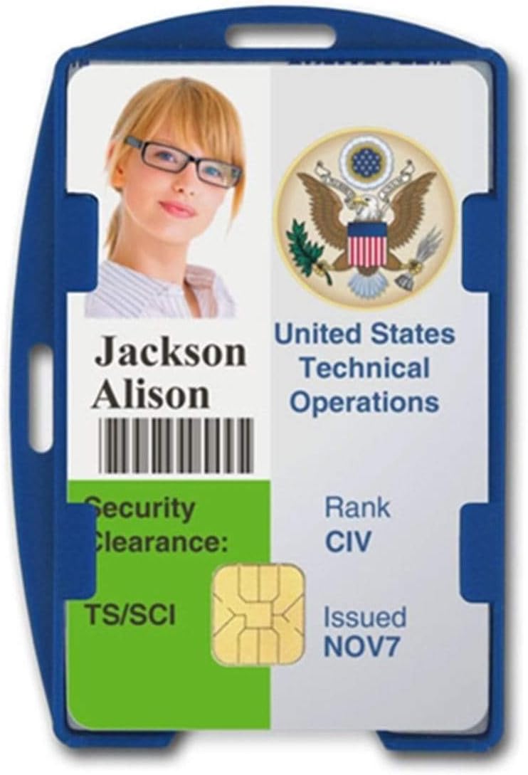 5 Pack - RFID Blocking ID Badge Holder (Holds 2 Cards) - SkimSAFE - Dual Sided Shield Blocks 13.56MHz Radio Signal - Specialist ID (Royal Blue)