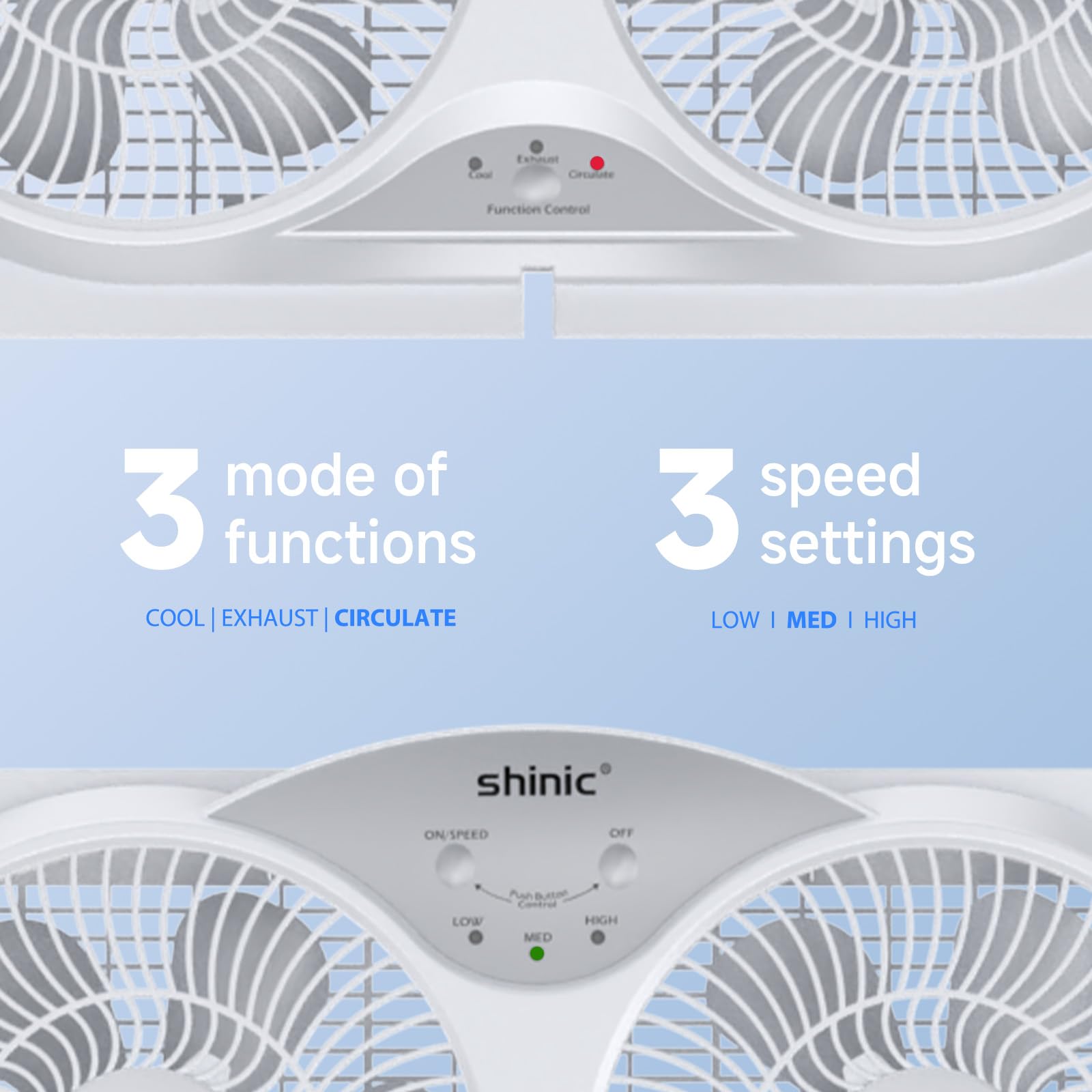 shinic 22,9 cm leiser Fensterventilator mit Fernbedienung – 2026 verbessert, 3 Geschwindigkeiten, wendbarer Luftstrom, inklusive abnehmbarem Insektenschutz, Staubschutz und Schaumstoffdichtband