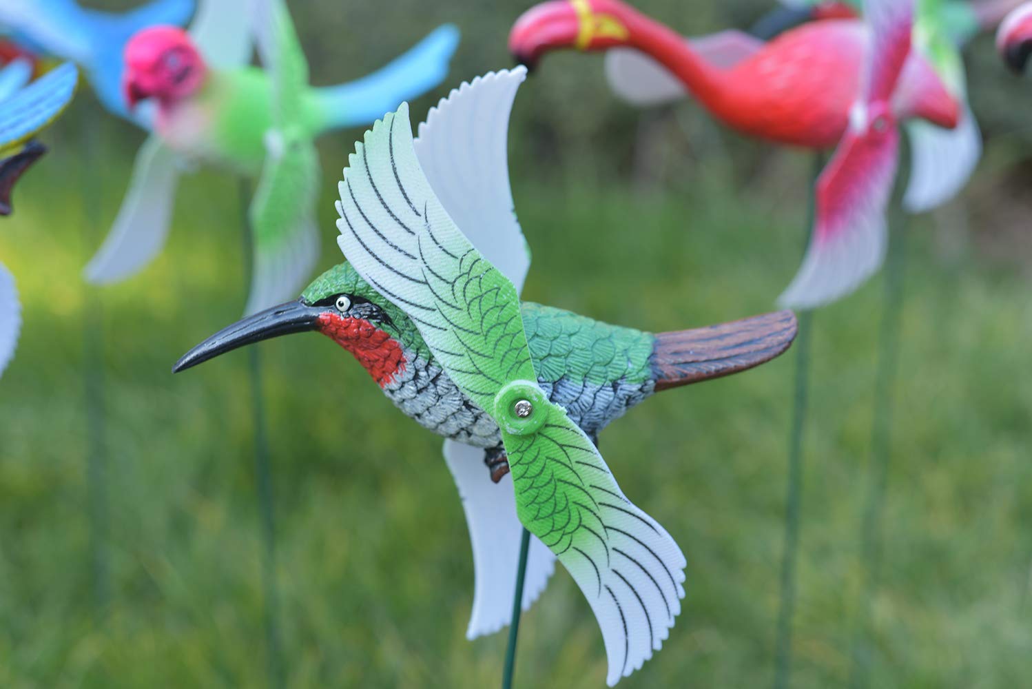 Campanelli a vento, girandole Whirlygigs colibrì, prato, paletti da giardino, decorazioni per uccelli, cardinale, esterno, decorazione decorativa per cortili, accessori per terrazze, mulini a vento