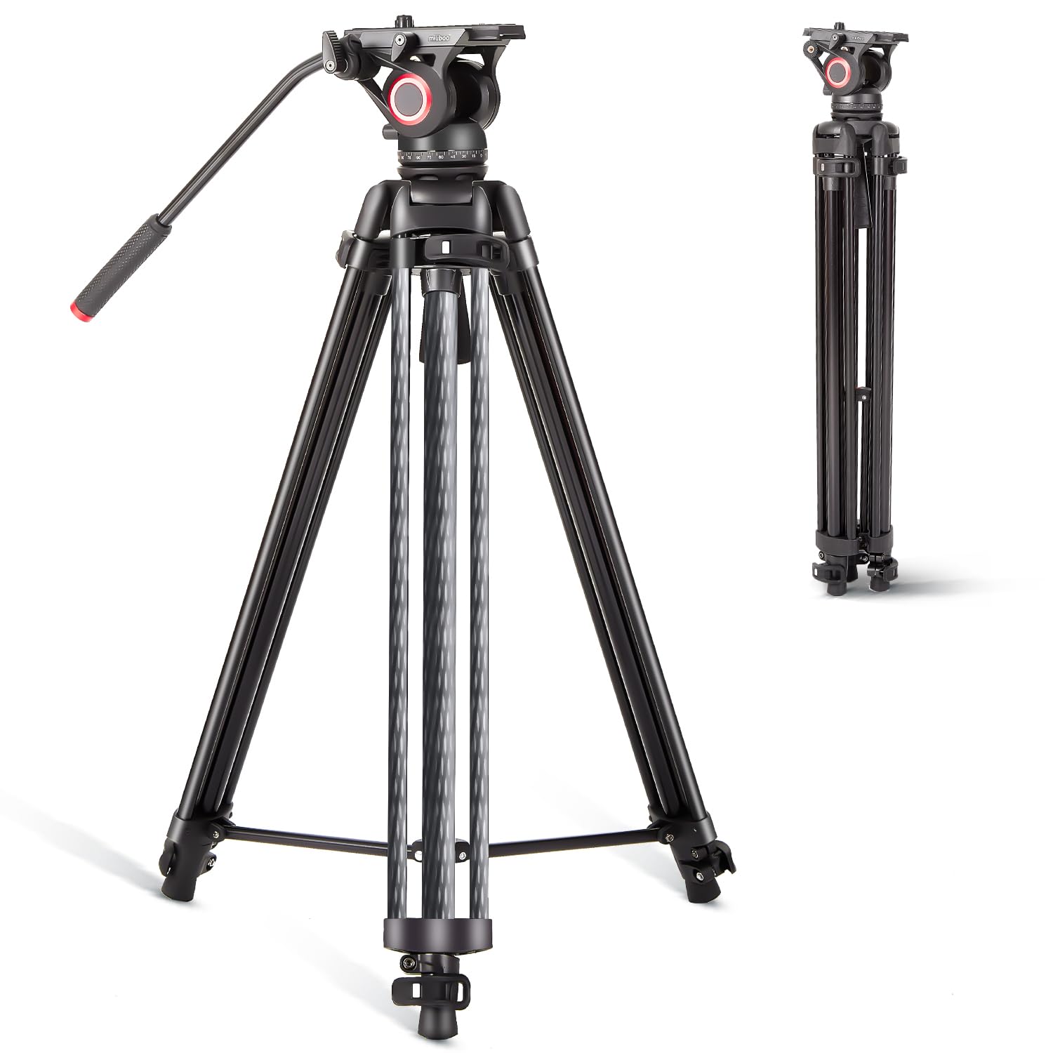 Amazon | 三脚 ビデオ三脚 カーボン2.5kg 軽量 三脚 ビデオカメラ 