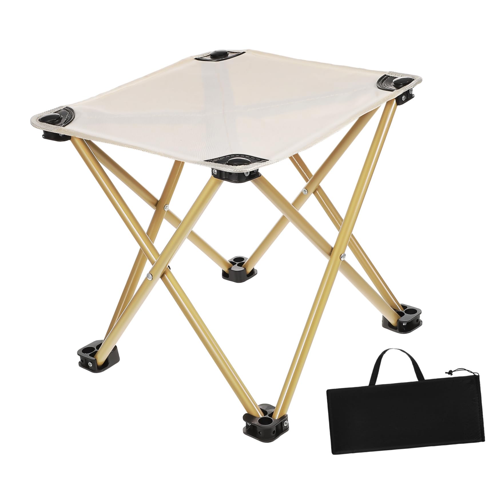 iplusmile Tabouret de Camping Construction Robuste Pliant Portable Beige en Tissu Oxford et Acier au Carbone Léger avec Paquet de Transport pour Pêche et Randonnée