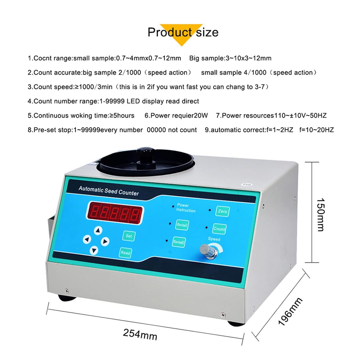 Samenzählmaschine, Mikrocomputer-Zählinstrument, einstellbare Lochgröße, geeignet zum Zählen von Körnern und Gemüsesamen