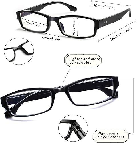 Miniatura 2 de SIGVAN Paquete de 6 lentes de lectura para mujeres y hombres, con bloqueo de luz azul, bisagra de resorte, lectores rectangulares
