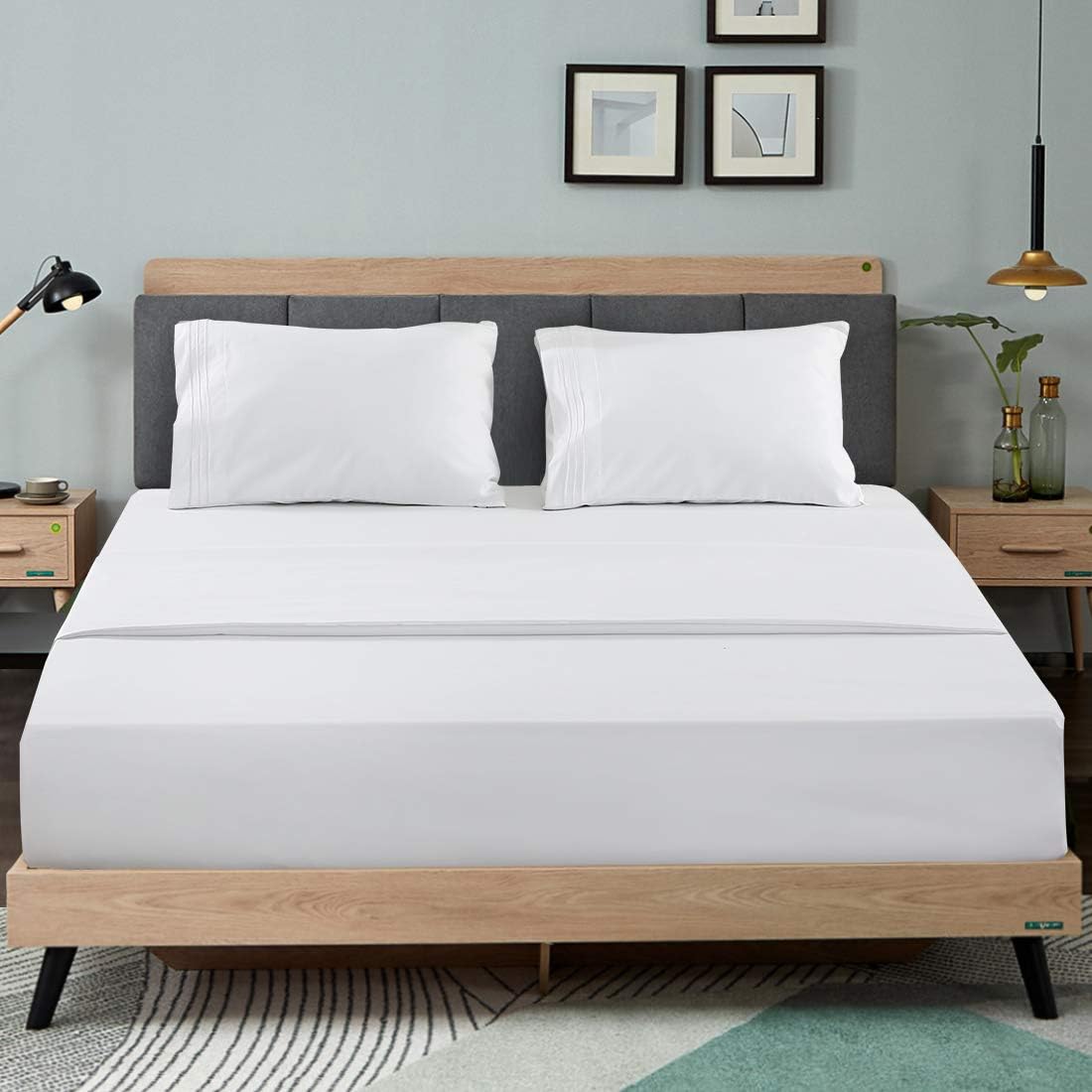 EMONIA 100% Cotton Sheet Set, White Bedding Sets All Season Twin Size 3 Piece Set 400 Thread Count Long-Staple Combed Pure Natural Cotton Bed Sheets, Silky, Soft, Cooling with 14" Deep Pocket