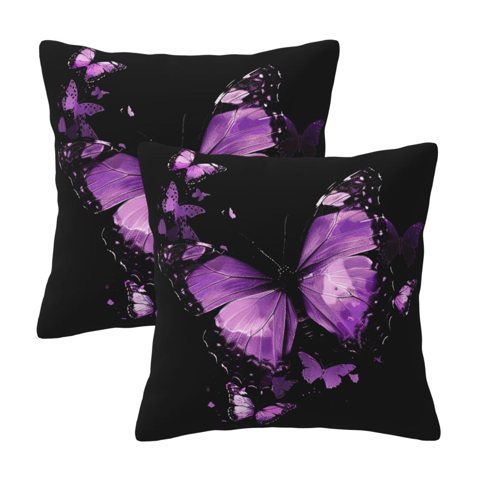 butterfly Throw Pillow Cases 2 Pack Square Pillowcases Soft Pillow Protectors for Couch Livingroom Sofa Bed Office Car,40x40 CM