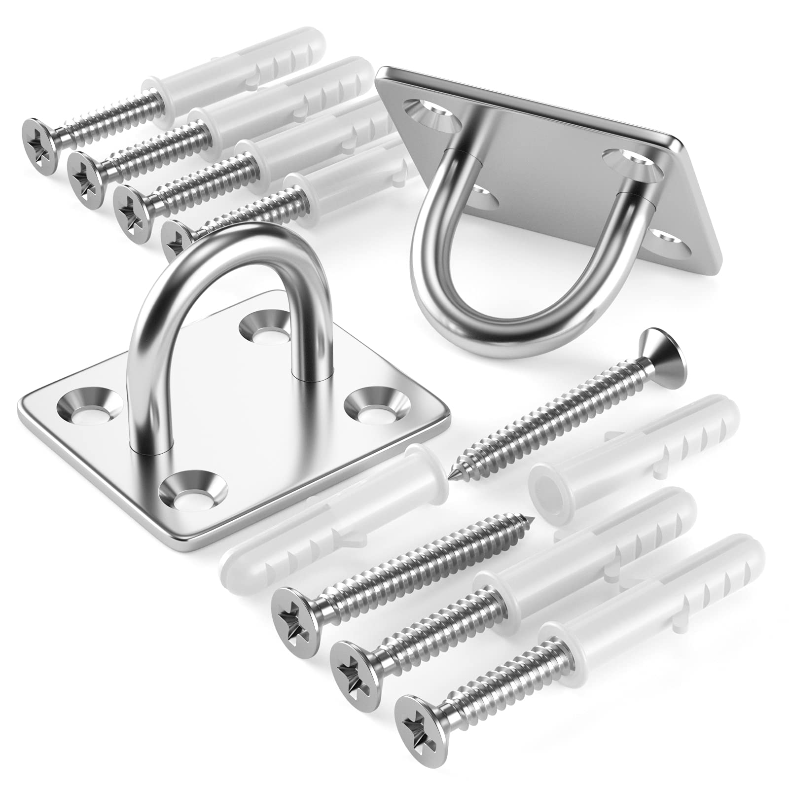 2 Pcs Suspension Ceiling Hooks Hammock Swing Hook Eye Hooks Boat Rigging Hook Heavy Duty Anchor 304 Stainless Steel,Great for Yoga Swings Hammocks