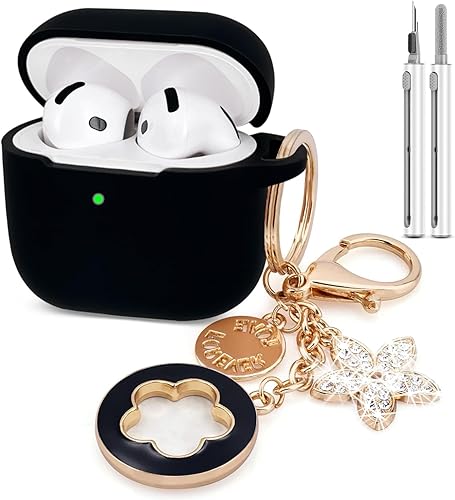 Miniatura 13 de Airpods 4 Fundas de silicona protectora para Airpod 4 con llavero brillante para auriculares inalámbricos Apple AirPods de 4ª generación con kit de