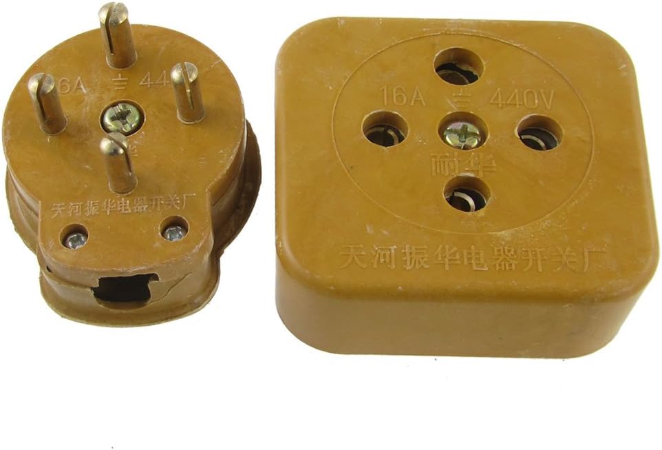 Yellow Round Pin Three 3 Phase Four 4 Wire Industrial Socket Plug Set 16A 440V AC (id: a81 ae1 7b7 066 359