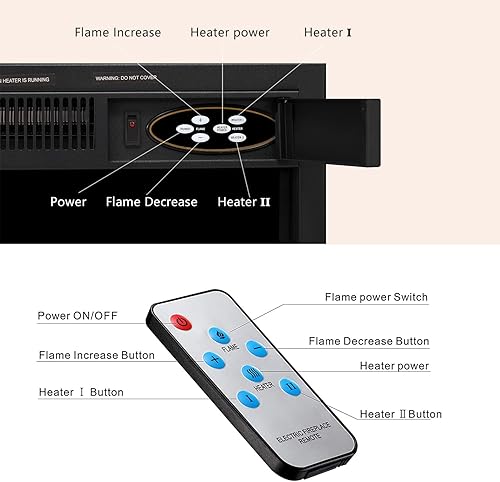 Vista 20 de R.W.FLAME Chimenea eléctrica de 43 pulgadas, chimenea envolvente de madera, soporte de TV con chimenea eléctrica independiente, control remoto, Gris