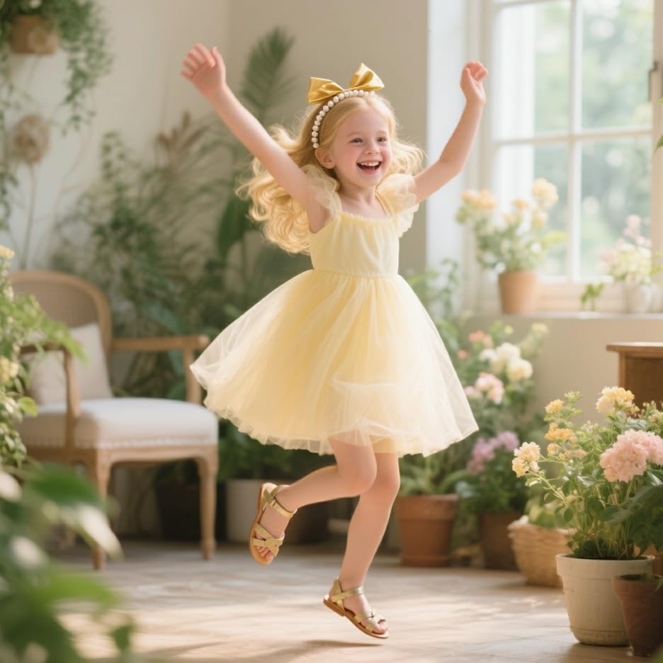 Image of Otter MOMO Girls Open Toe Princess Flat Sandals with Comfort Sole Summer Sandals
