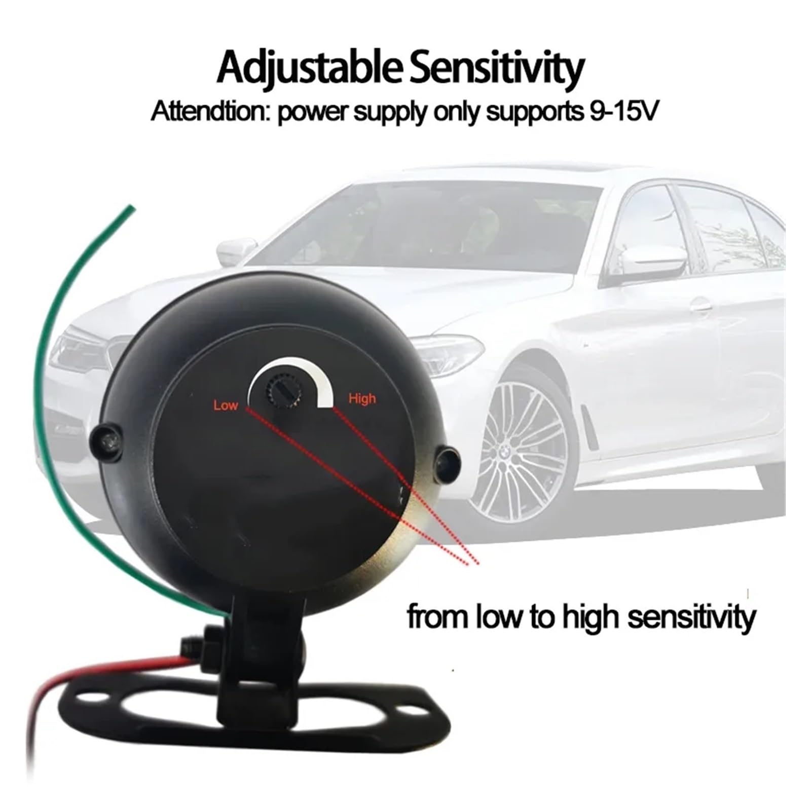 SystèMe D'Alarme Antivol pour Voiture Sirène sans Fil, capteur de Vibrations de Voiture, système d'alarme de sécurité unidirectionnel avec télécommande