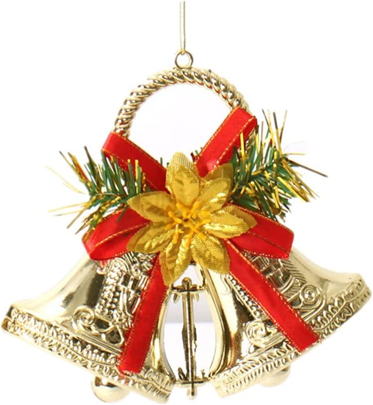 2pc Christmas Decorations Supplies15cm Double Bell Christmas Bell Ornaments Christmas Tree Ornaments (Color : Gold Size : 8 * 15 * 18cm)