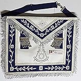 Masonic Apron -Past Master Apron Navy Blue Silver With Fringe (Blue & Silver)