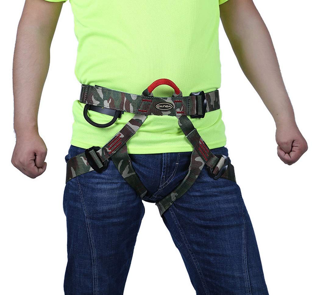 SwaYve Arnés de Seguridad para Trabajar en Altura, Cinturón de Seguridad para Escalar Medio Cuerpo, Protección Contra Caídas, Equipo de Rapel para Escalar Rocas para Trabajar Escalar Techos/Camoufle
