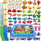 Jeu de Pêche à la Ligne Magnétique XXL 56 Pcs avec Pataugeoire - Jouet d'eau...