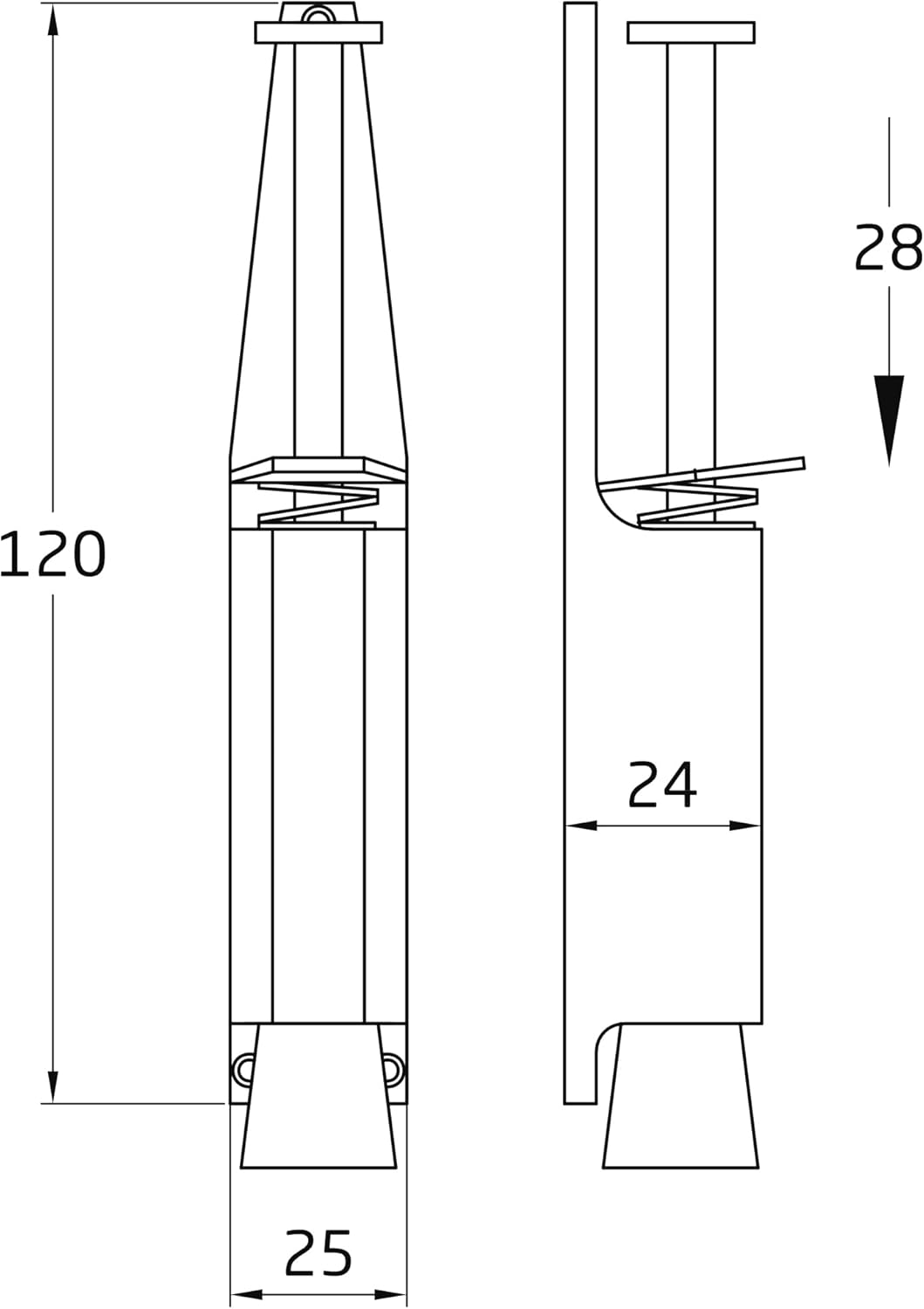 Amig - Rubber Foot Retainer Mod.10 for Holding and Keeping Doors Open | Zamak Vertical Stop | Anti Carrier | Measurements: 120 x 25 mm | Travel: 28 mm | White