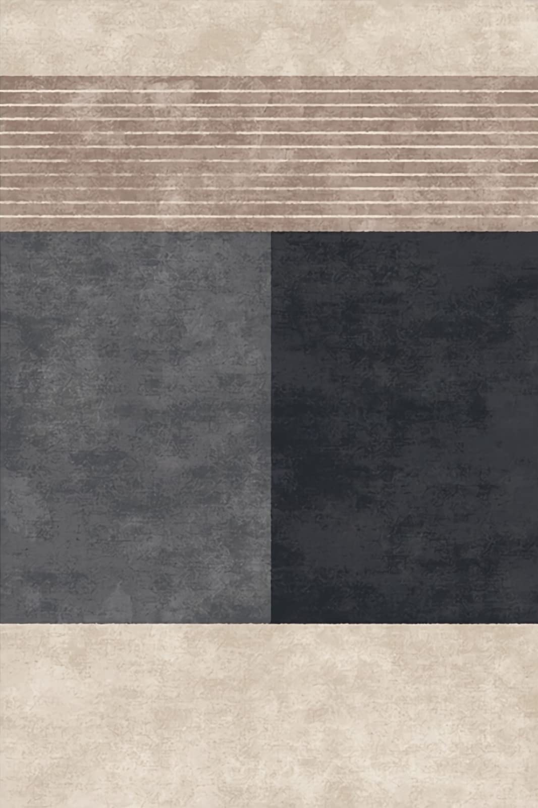 Tapis Tapis Enfant Fille Deco Chambre Enfant Conception de Rayures géométriques Marron Noir Gris Tapis Chambre ado Garcon 80x120cm