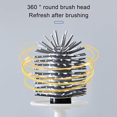 Miniatura 5 de Juego de escobilla de inodoro y soporte 3 en 1 (cepillo redondo de silicona + cepillo plano de silicona + cepillo de hendidura) Cepillo para inodoro