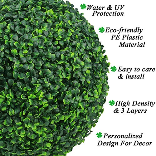 Sunnyglade 2 Pcs 15.7 Inch 4 Layers Artificial Plant Topiary Ball Faux Boxwood Decorative Balls For Backyard, Balcony,Garden, Wedding And Home Décor (15.7 Inch) #TOP2