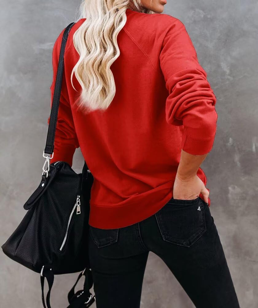 LEEDYA Women Long Sleeve Sweatshirts Crew Neck Casual Pullover Sweaters Loose Lightweight Solid Color Blouse Tops - Image 3