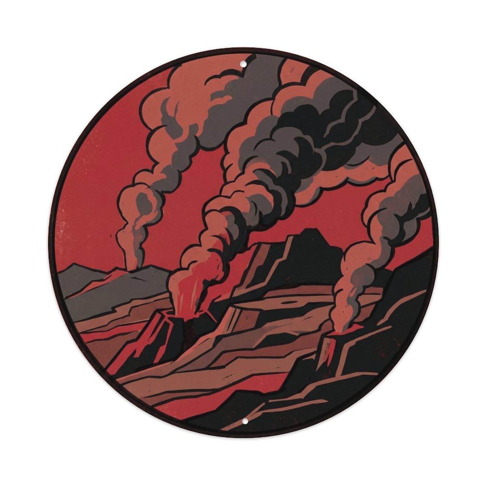Volcanic Steam Hawaii Crater Rim Lava Landscape Metal Tin Sign