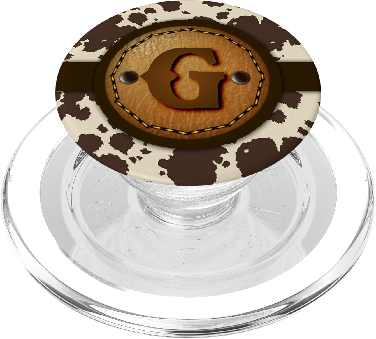 Brown Cow Western Print Monogram - Initial Letter G PopSockets MagSafe PopGrip for iPhone