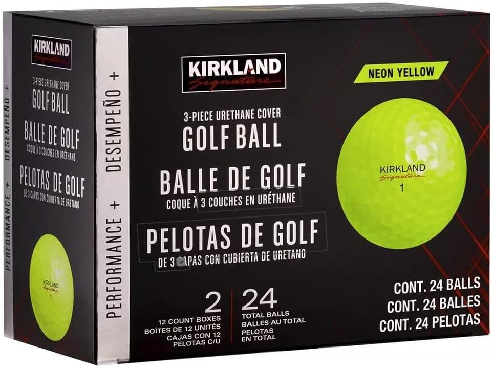 KIRKLAND Signature 3-Piece Urethane Cover White Golf Balls - 24 Pack ? High-Performance Golf Balls for Distance, Control, and Spin, Soft Feel with Durable Construction, Ideal for All Skill Levels