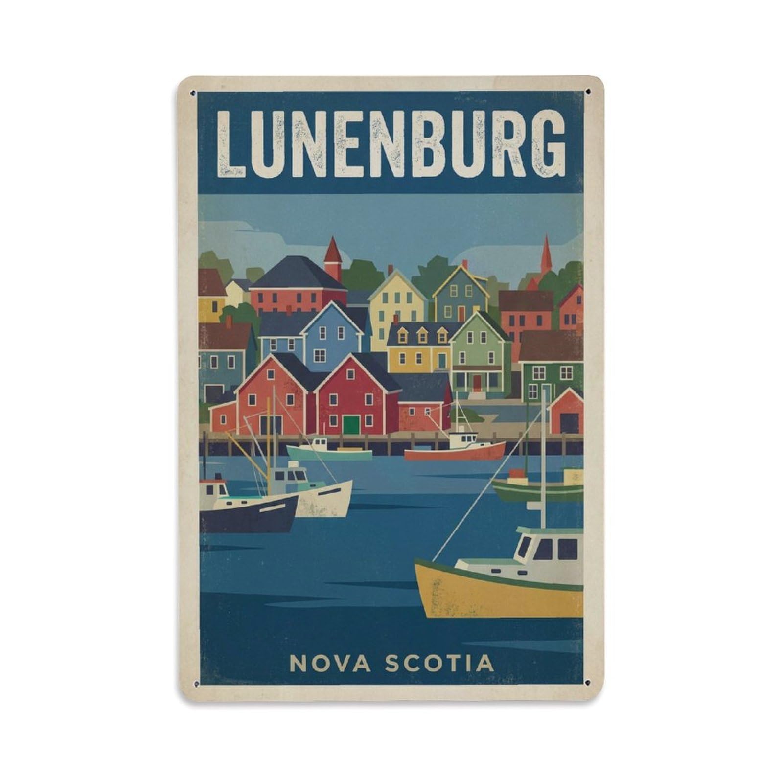 Xanthor Style Vintage Travel Canada Lunenburg Metal Tin Sign