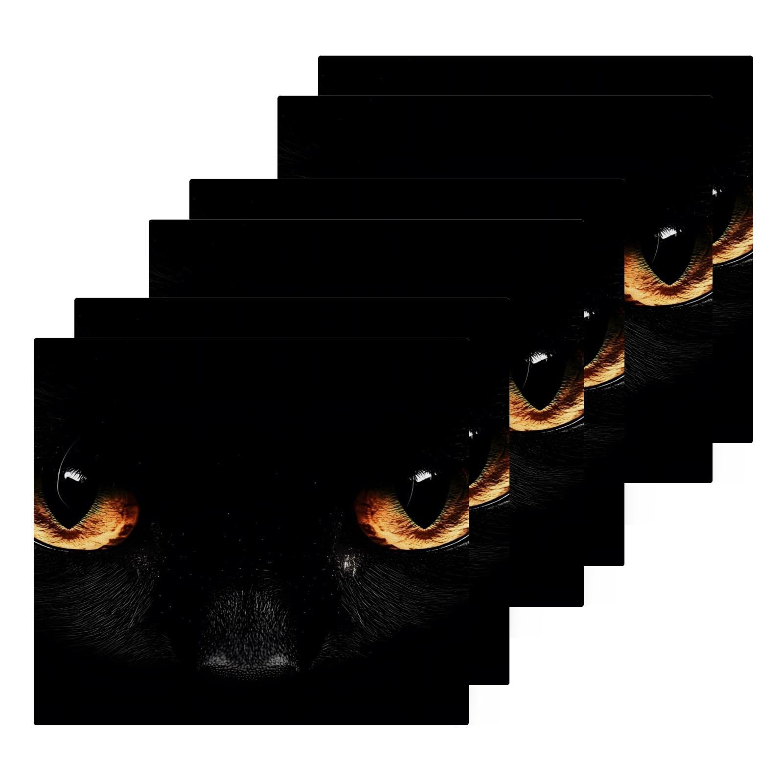 YANENDIE Black Cat Eyes Washcloths Towels, Highly Absorbent and Soft Cotton Face Cloths, 6 Pack Quick Dry Wash Cloths - 12 X 12 Inches