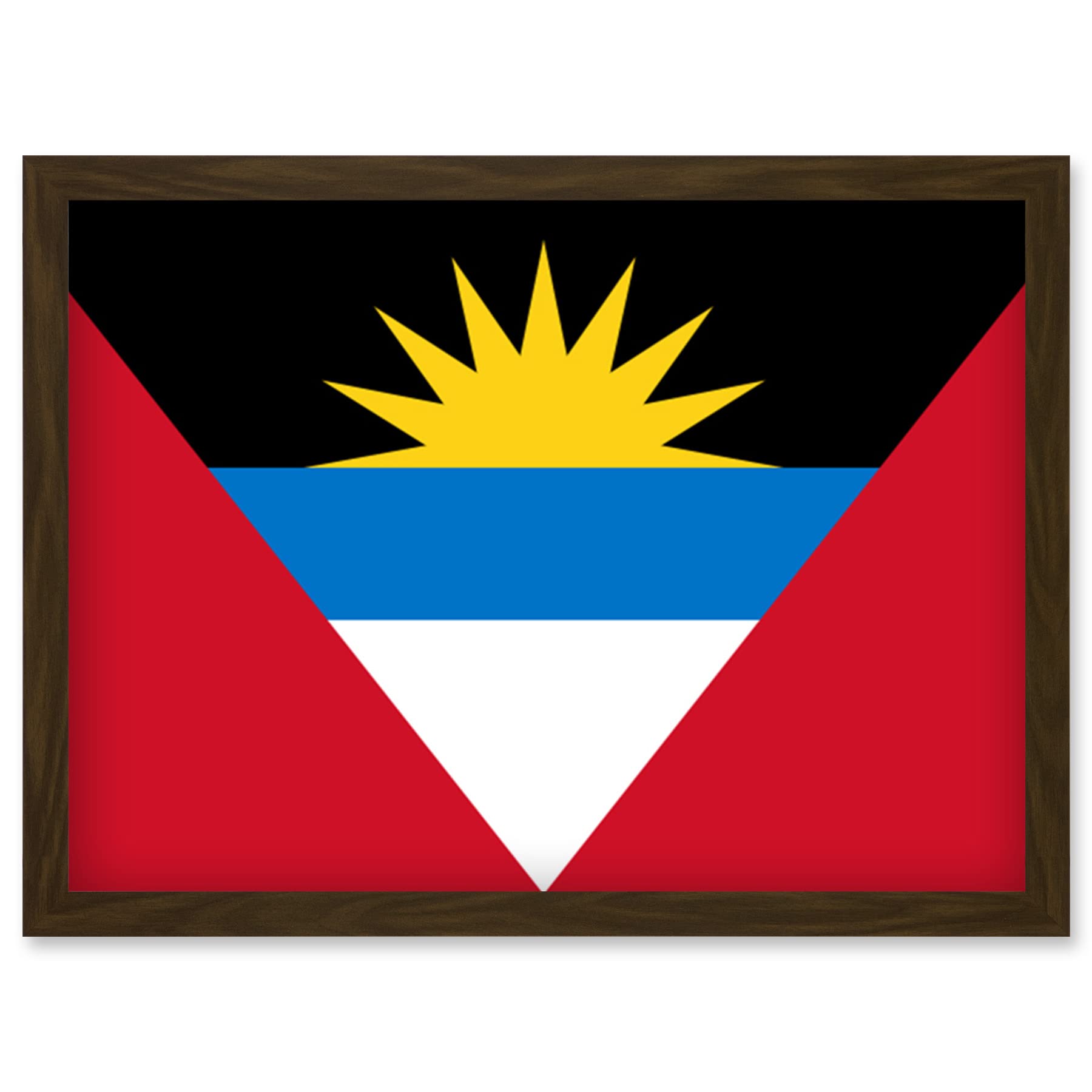 Artery8 Antigua and Barbuda National Flag Patriotic Vexillology World Flags Country Region Poster Artwork Framed Wall Art Print A4