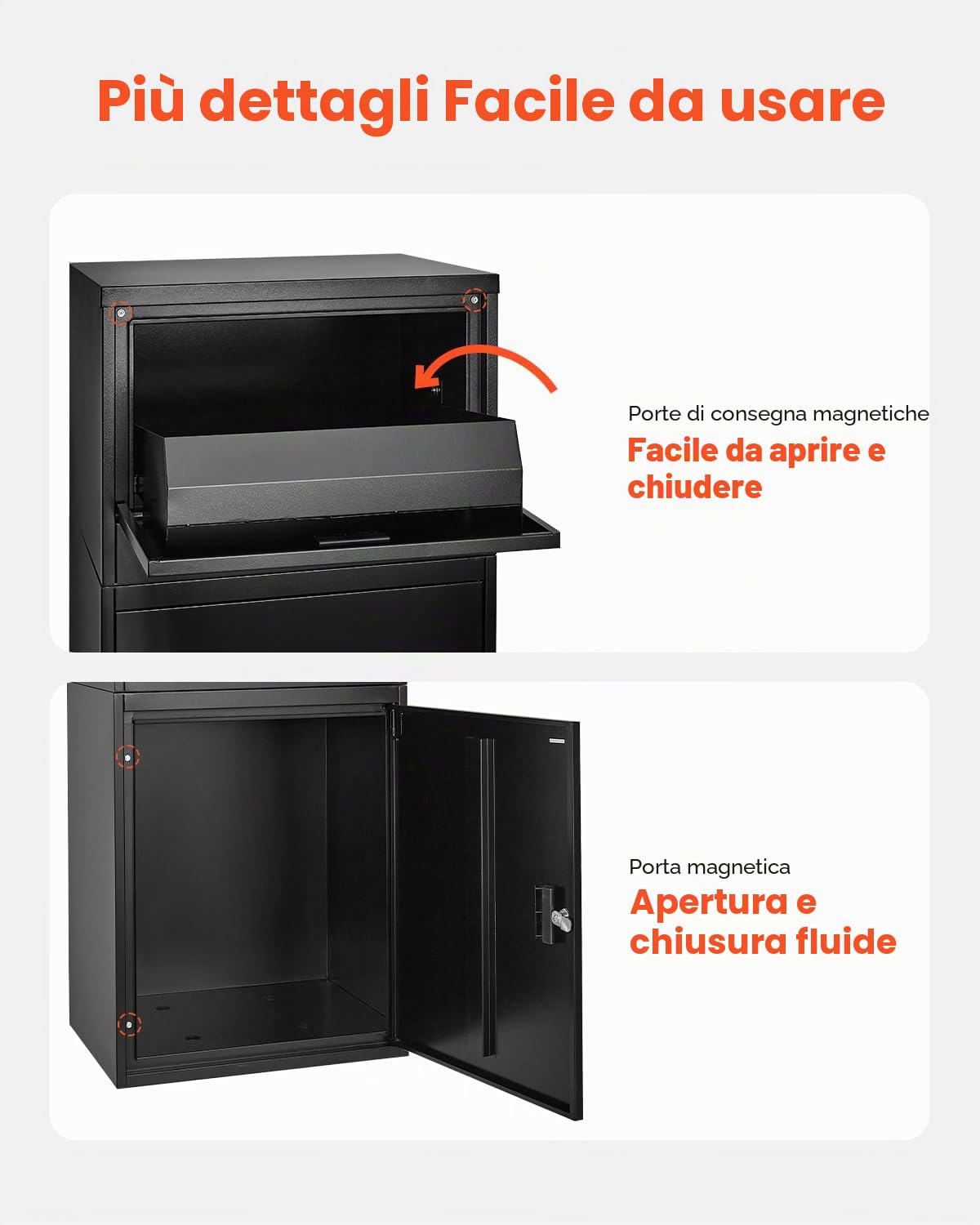 VEVOR Scatole per Consegna dei Pacchi per Esterni, Cassetta Postale da 980 mm per Pacchi con Serratura, Cassetta Postale in Acciaio Zincato con Design Antifurto, per Casa e Ufficio, Nero