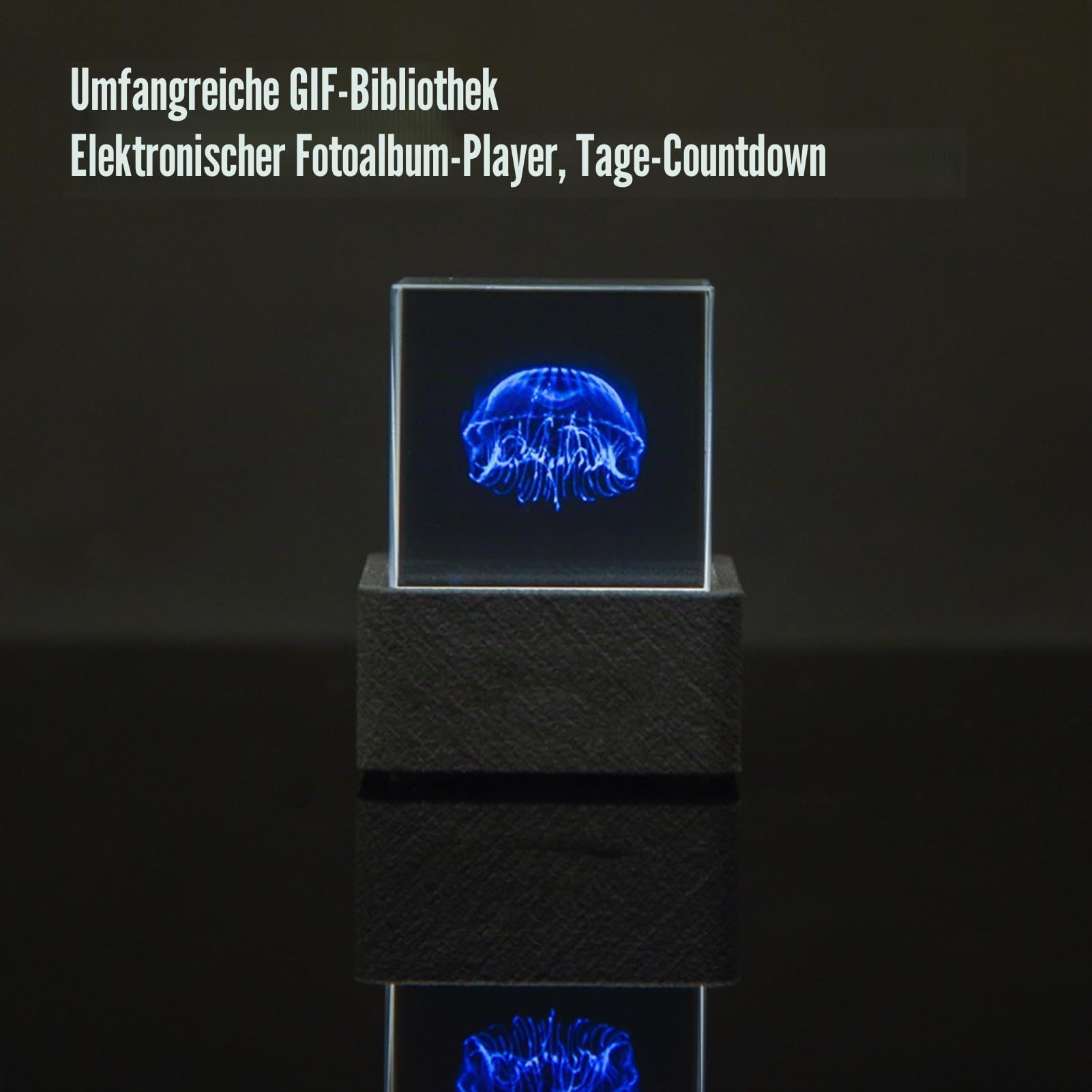 LED-holografischer Kristallwürfel, 3D-Hologramm-Display mit Klaren, Lebendigen Bildern und GIF-Animation, für Heimdekoration, Büro, Schreibtisch, Autozubehör