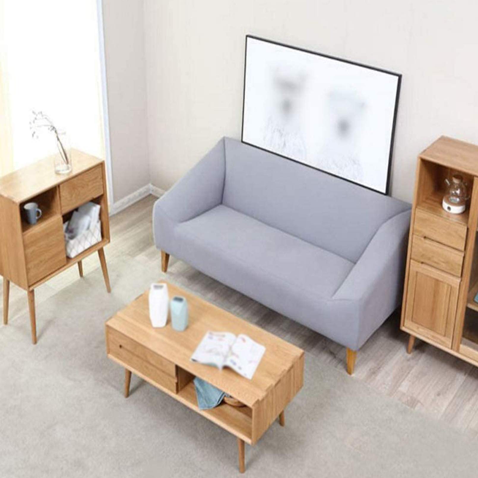 Set di 4 gambe per mobili in legno massello di quercia con cono inclinabile, piedini per cassettiera, divano, mobile di ricambio, stile metà secolo, per divano, letto, poltrona con piastra di montag