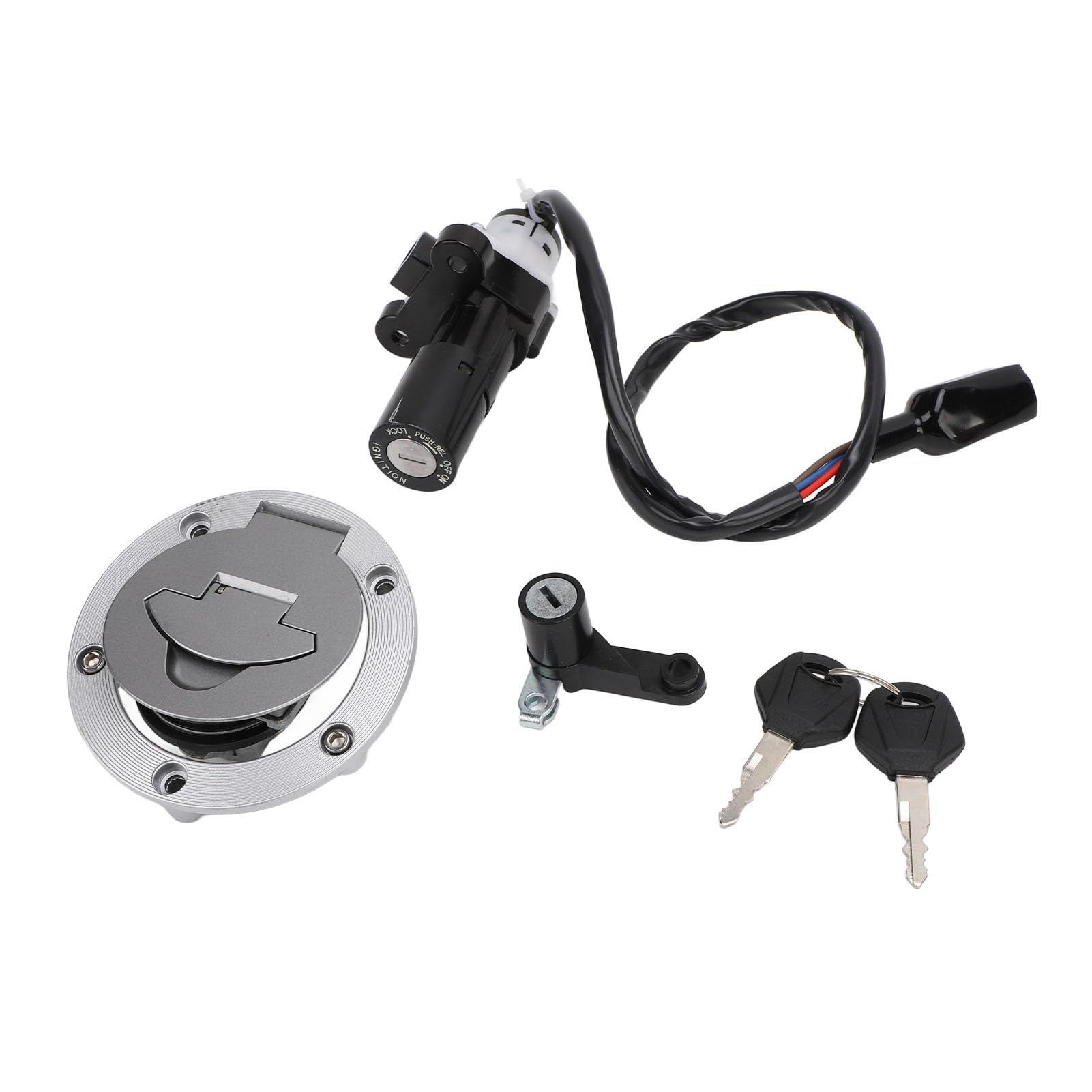 Cerradura del Interruptor de Encendido con Juego de Llaves, Kit de Bloqueo del Interruptor de Encendido Tapa del Tanque de Combustible Cerradura de Seguridad del Casco Aleación