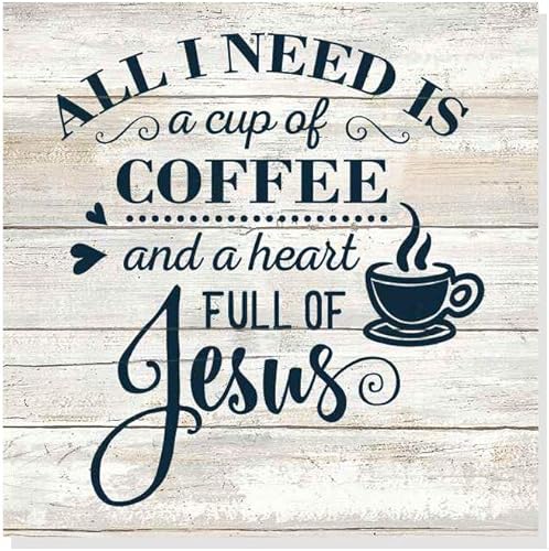 Need a Cup of Coffee and Jesus Sign Decoración de madera rústica Decoración de madera cristiana citas estación de rincón de cocina Placa de pared