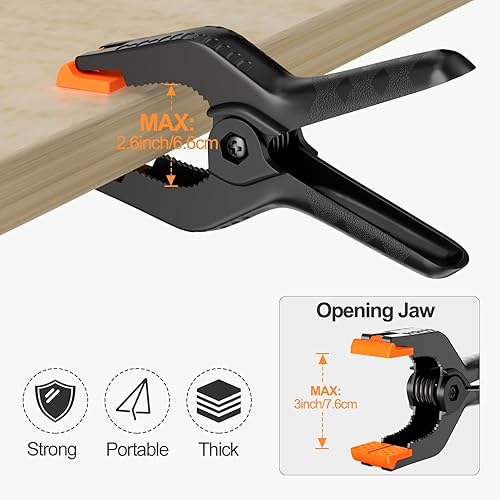 Miniatura 55 de EMART Paquete de 6 abrazaderas de resorte de muselina resistentes, clips de fondo de cabina de fotos de 4.5 pulgadas para estudio de fotografía