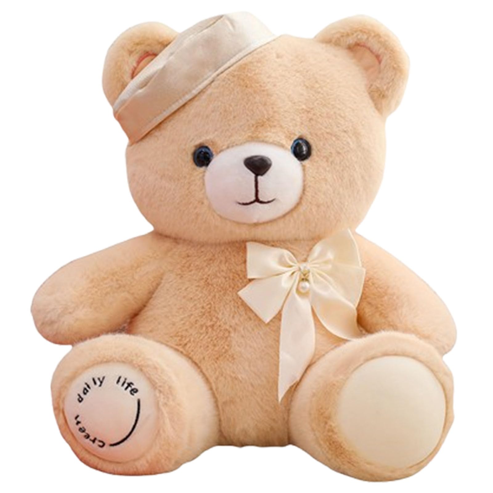 Teddybär Plüsch, Riesen Teddybär XXL mit Schleife und Baskenmütze, Weiches Nette Bär Puppe Tier Kuscheltier, Süße Stofftier Spielzeug, Geschenk für Kinder Jungen Mädchen Geburtstag (60cm,Champagner)
