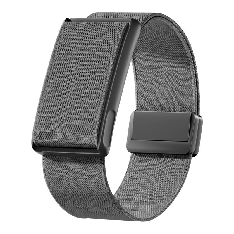 VeveXiao Stretchy Nylon Loop Strap Compatible With Amazfit Helio Strap, Breathable Sports Strap Sweat Absorption Band with Metal Frame Connector for Men Women-No Tracker (dark gray)