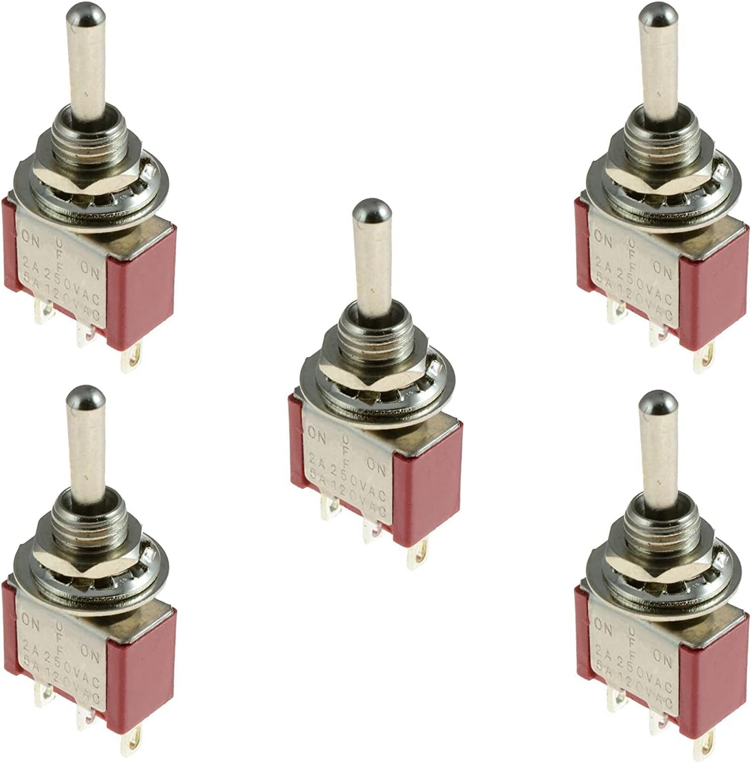 5 x Mini (On) Off(On) Momentary Toggle Switch Miniature SPDT : Amazon ...