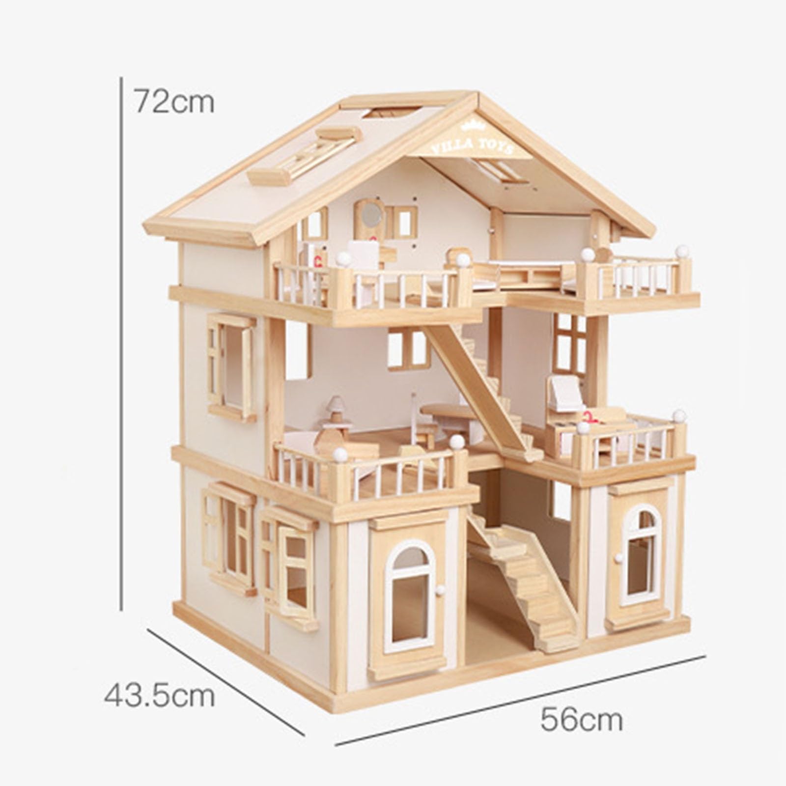 Amazon.co.jp: ドールハウスモデル 木製子供用プリンセス3階建てヴィラ