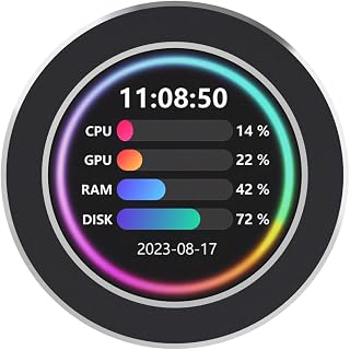 Waveshare 2.1inch CPU/GPU Cooler Round LCD Display, AIO Computer Temp Monitor for Water Cooling Systems, PC Sensor Panel for PC Computer Accessories in Side Prebuilt Gaming PC Parts, Black